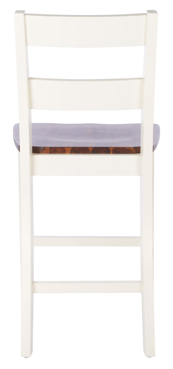 Safavieh YURI Counter Stool Set of 2 - Modern Ladder-Back Design in White & Natural for Stylish Seating BST9211A-SET2