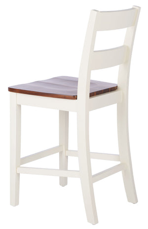 Safavieh YURI Counter Stool Set of 2 - Modern Ladder-Back Design in White & Natural for Stylish Seating BST9211A-SET2