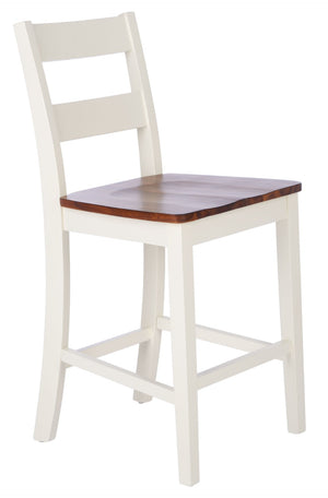 Safavieh YURI Counter Stool Set of 2 - Modern Ladder-Back Design in White & Natural for Stylish Seating BST9211A-SET2
