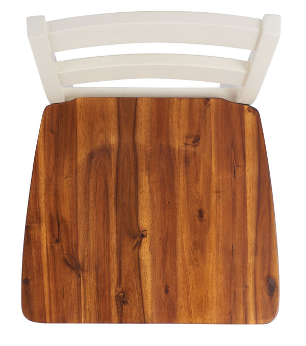 Safavieh YURI Counter Stool Set of 2 - Modern Ladder-Back Design in White & Natural for Stylish Seating BST9211A-SET2