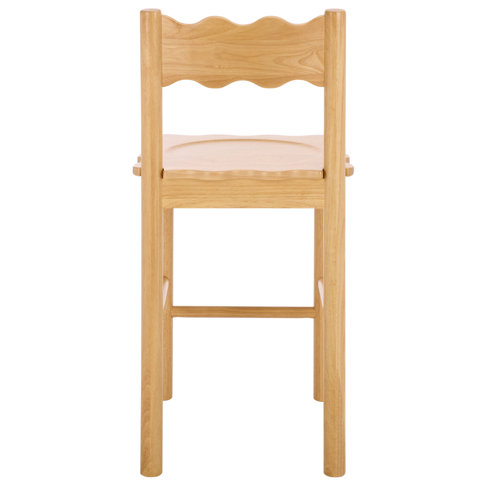Nolly Scallop Counter Chair With Ergonomic Contour, Sculptural Back & Durable Wood For Kitchens