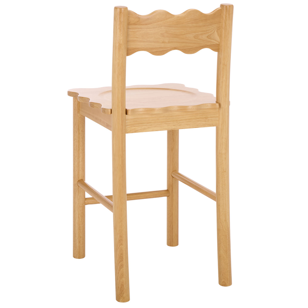 Nolly Scallop Counter Chair With Ergonomic Contour, Sculptural Back & Durable Wood For Kitchens
