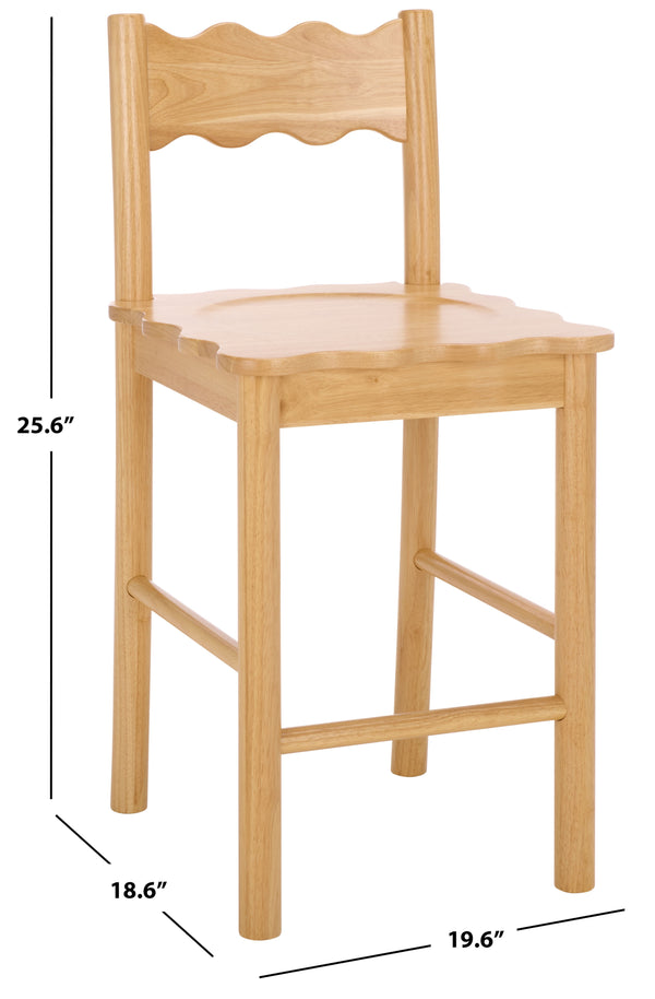 Nolly Scallop Counter Chair With Ergonomic Contour, Sculptural Back & Durable Wood For Kitchens