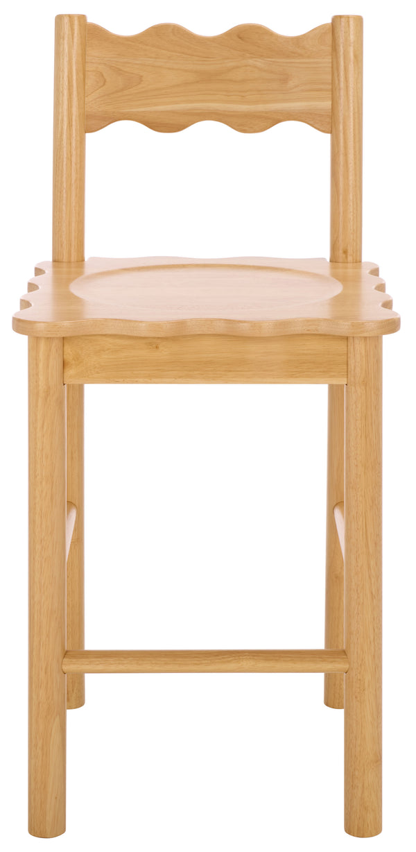 Nolly Scallop Counter Chair With Ergonomic Contour, Sculptural Back & Durable Wood For Kitchens