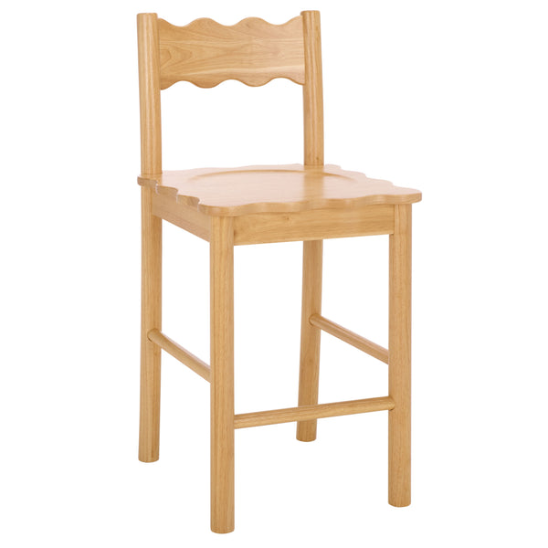 Nolly Scallop Counter Chair With Ergonomic Contour, Sculptural Back & Durable Wood For Kitchens