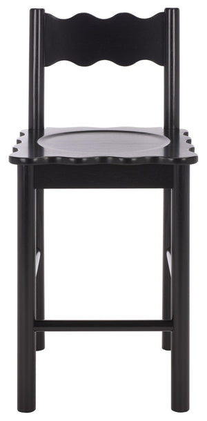 Safavieh Nolly Scalloped Back Counter Stool Sculptural Matte Black Kitchen Island Seating BST9212B