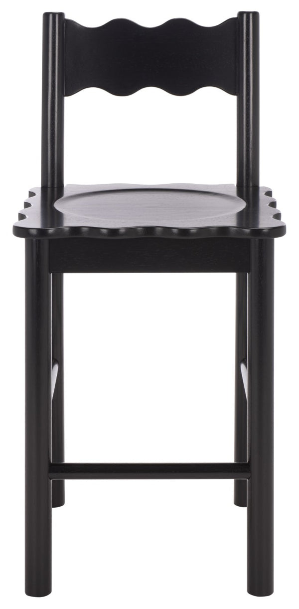 Safavieh Nolly Scalloped Back Counter Stool Sculptural Matte Black Kitchen Island Seating BST9212B