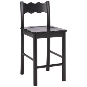 Safavieh Nolly Scalloped Back Counter Stool Sculptural Matte Black Kitchen Island Seating BST9212B