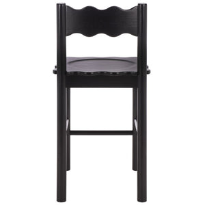 Safavieh Nolly Scalloped Back Counter Stool Sculptural Matte Black Kitchen Island Seating BST9212B