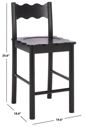 Safavieh Nolly Scalloped Back Counter Stool Sculptural Matte Black Kitchen Island Seating BST9212B
