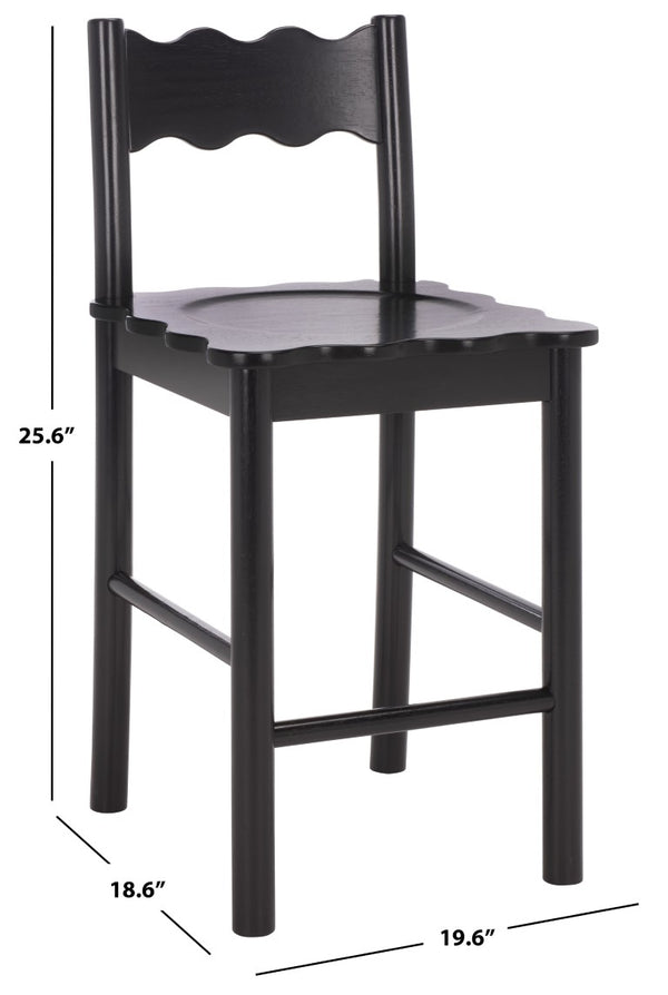 Safavieh Nolly Scalloped Back Counter Stool Sculptural Matte Black Kitchen Island Seating BST9212B