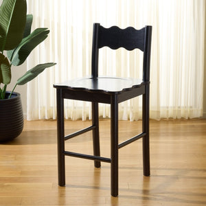 Safavieh Nolly Scalloped Back Counter Stool Sculptural Matte Black Kitchen Island Seating BST9212B