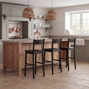 Safavieh Nolly Scalloped Back Counter Stool Sculptural Matte Black Kitchen Island Seating BST9212B