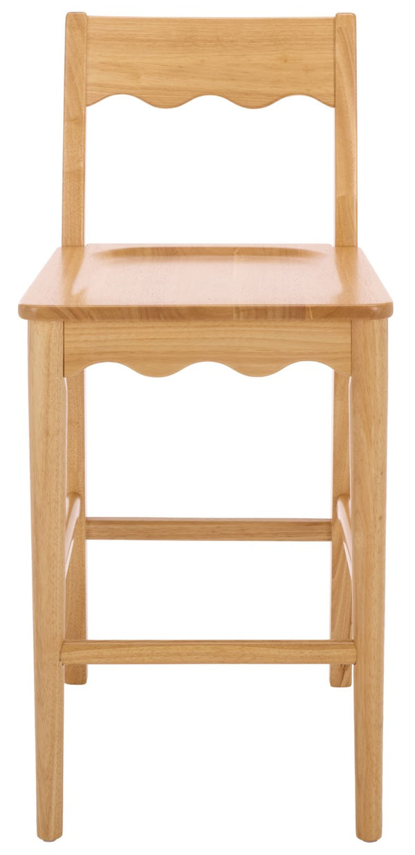 Safavieh Rosetty Scalloped Wood Counter Stool Sculptural Kitchen Island Seating Farmhouse Style Natural BST9213A