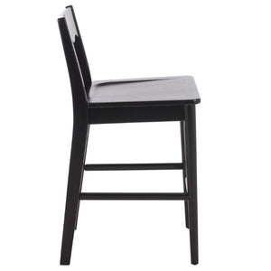 Safavieh Rosetty Scalloped Wood Counter Stool Sculptural Kitchen Island Seating Farmhouse Style Black BST9213B