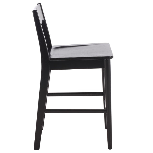 Safavieh Rosetty Scalloped Wood Counter Stool Sculptural Kitchen Island Seating Farmhouse Style Black BST9213B