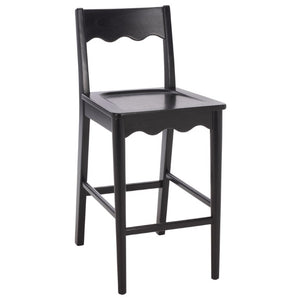 Safavieh Rosetty Scalloped Wood Counter Stool Sculptural Kitchen Island Seating Farmhouse Style Black BST9213B