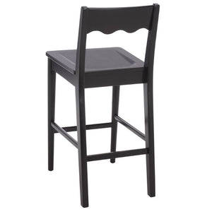 Safavieh Rosetty Scalloped Wood Counter Stool Sculptural Kitchen Island Seating Farmhouse Style Black BST9213B