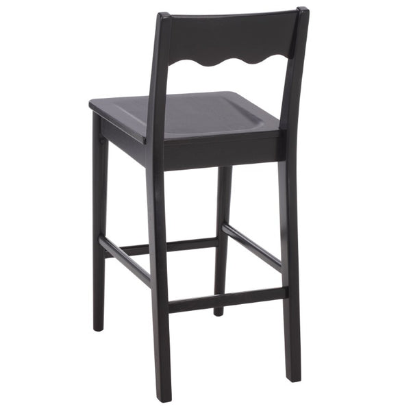 Safavieh Rosetty Scalloped Wood Counter Stool Sculptural Kitchen Island Seating Farmhouse Style Black BST9213B