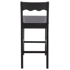 Safavieh Rosetty Scalloped Wood Counter Stool Sculptural Kitchen Island Seating Farmhouse Style Black BST9213B