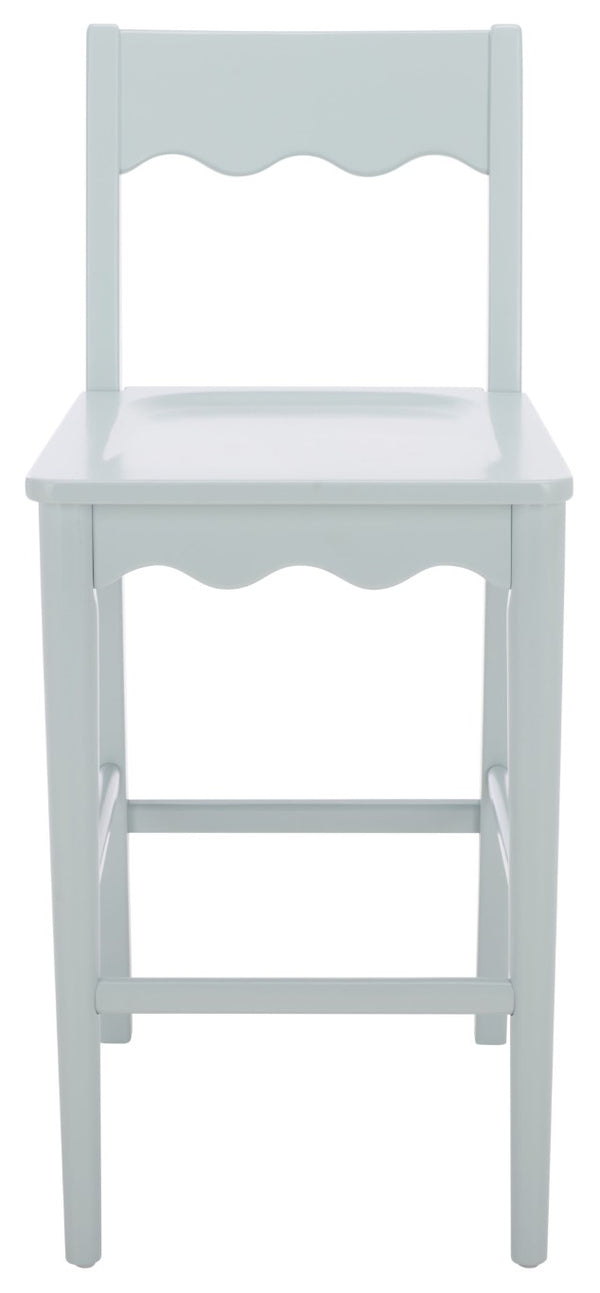 Safavieh Rosetty Scalloped Wood Counter Stool Sculptural Kitchen Island Seating Farmhouse Style Light Blue BST9213F