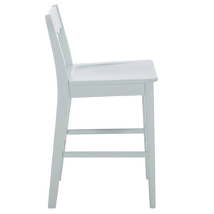 Safavieh Rosetty Scalloped Wood Counter Stool Sculptural Kitchen Island Seating Farmhouse Style Light Blue BST9213F