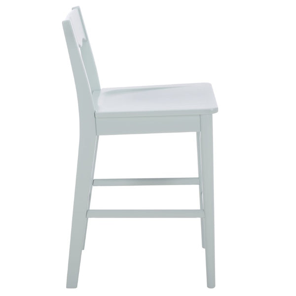 Safavieh Rosetty Scalloped Wood Counter Stool Sculptural Kitchen Island Seating Farmhouse Style Light Blue BST9213F