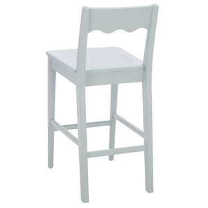 Safavieh Rosetty Scalloped Wood Counter Stool Sculptural Kitchen Island Seating Farmhouse Style Light Blue BST9213F