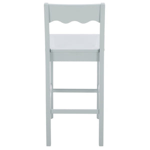 Safavieh Rosetty Scalloped Wood Counter Stool Sculptural Kitchen Island Seating Farmhouse Style Light Blue BST9213F