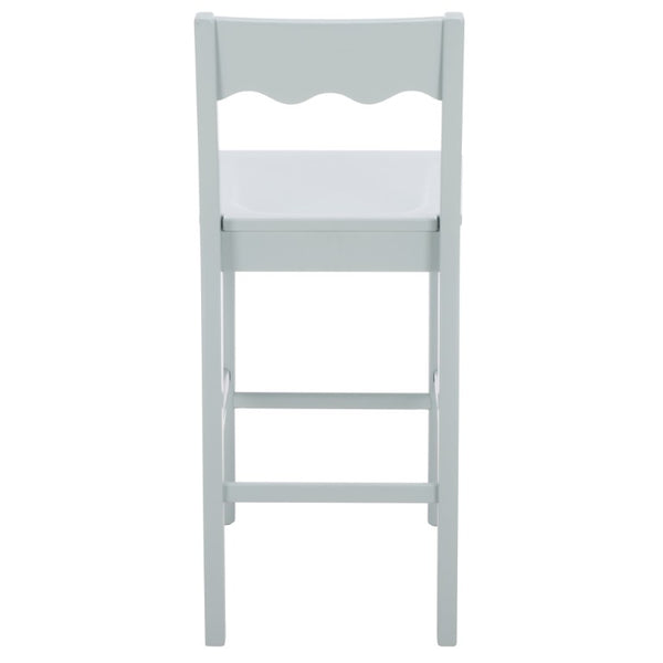 Safavieh Rosetty Scalloped Wood Counter Stool Sculptural Kitchen Island Seating Farmhouse Style Light Blue BST9213F
