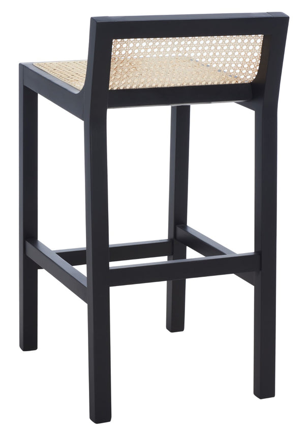 Safavieh Saito Low Back Cane Counter Stool – Stylish Coastal Design With Ergonomic Comfort For Any Space Black/Natural BST9500A