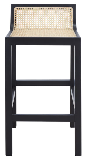 Safavieh Saito Low Back Cane Counter Stool – Stylish Coastal Design With Ergonomic Comfort For Any Space Black/Natural BST9500A