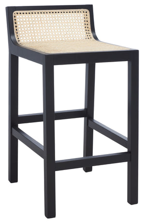 Safavieh Saito Low Back Cane Counter Stool – Stylish Coastal Design With Ergonomic Comfort For Any Space Black/Natural BST9500A