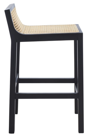 Safavieh Saito Low Back Cane Counter Stool – Stylish Coastal Design With Ergonomic Comfort For Any Space Black/Natural BST9500A