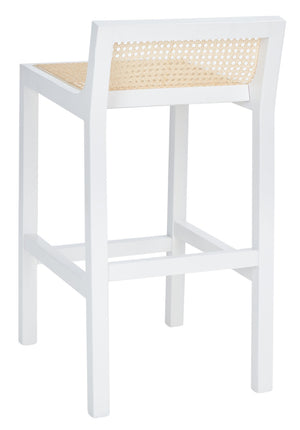 Safavieh Saito Low Back Cane Counter Stool – Stylish Coastal Design With Ergonomic Comfort For Any Space White/Natural BST9500B