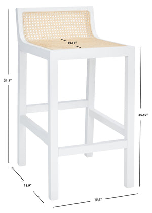 Safavieh Saito Low Back Cane Counter Stool – Stylish Coastal Design With Ergonomic Comfort For Any Space White/Natural BST9500B