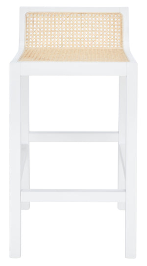 Safavieh Saito Low Back Cane Counter Stool – Stylish Coastal Design With Ergonomic Comfort For Any Space White/Natural BST9500B