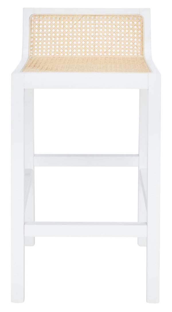 Safavieh Saito Low Back Cane Counter Stool – Stylish Coastal Design With Ergonomic Comfort For Any Space White/Natural BST9500B