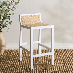 Safavieh Saito Low Back Cane Counter Stool – Stylish Coastal Design With Ergonomic Comfort For Any Space White/Natural BST9500B