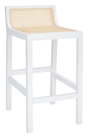 Safavieh Saito Low Back Cane Counter Stool – Stylish Coastal Design With Ergonomic Comfort For Any Space White/Natural BST9500B