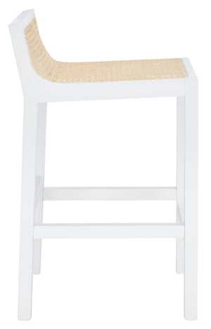 Safavieh Saito Low Back Cane Counter Stool – Stylish Coastal Design With Ergonomic Comfort For Any Space White/Natural BST9500B