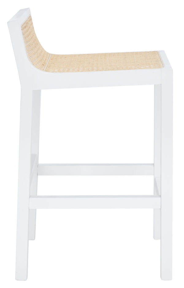 Safavieh Saito Low Back Cane Counter Stool – Stylish Coastal Design With Ergonomic Comfort For Any Space White/Natural BST9500B