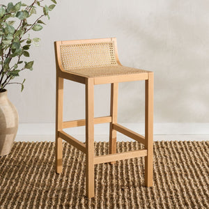 Safavieh Saito Low Back Cane Counter Stool – Stylish Coastal Design With Ergonomic Comfort For Any Space Natural/Natural BST9500C