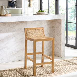 Safavieh Saito Low Back Cane Counter Stool – Stylish Coastal Design With Ergonomic Comfort For Any Space Natural/Natural BST9500C