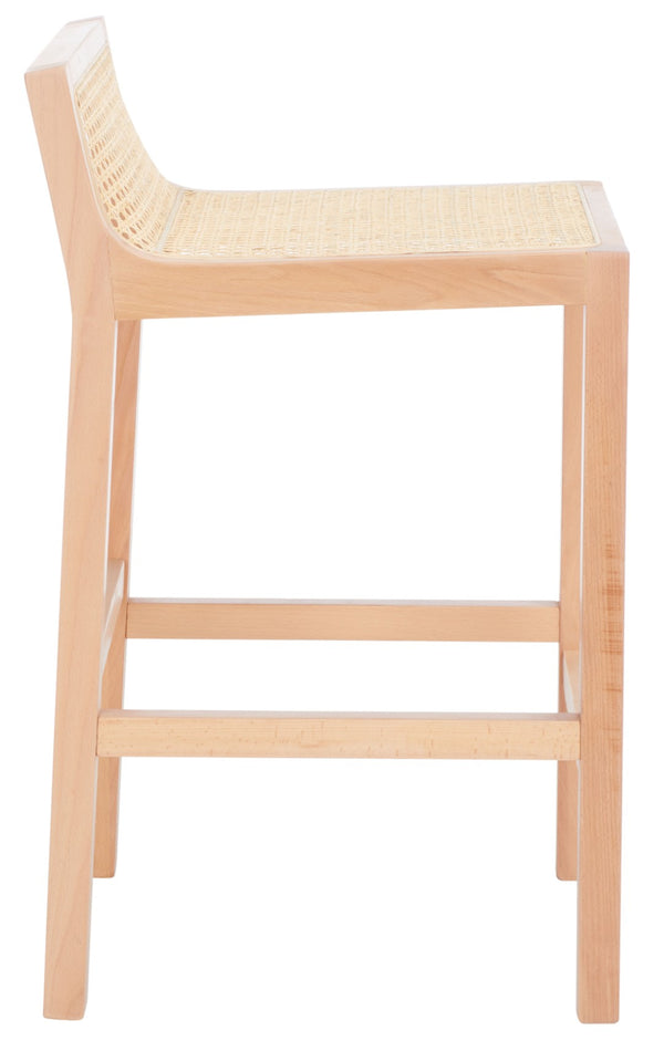 Safavieh Saito Low Back Cane Counter Stool – Stylish Coastal Design With Ergonomic Comfort For Any Space Natural/Natural BST9500C