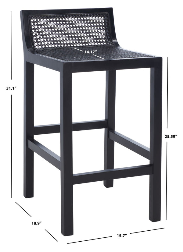 Safavieh Saito Low Back Cane Counter Stool – Stylish Coastal Design With Ergonomic Comfort For Any Space Black BST9500D