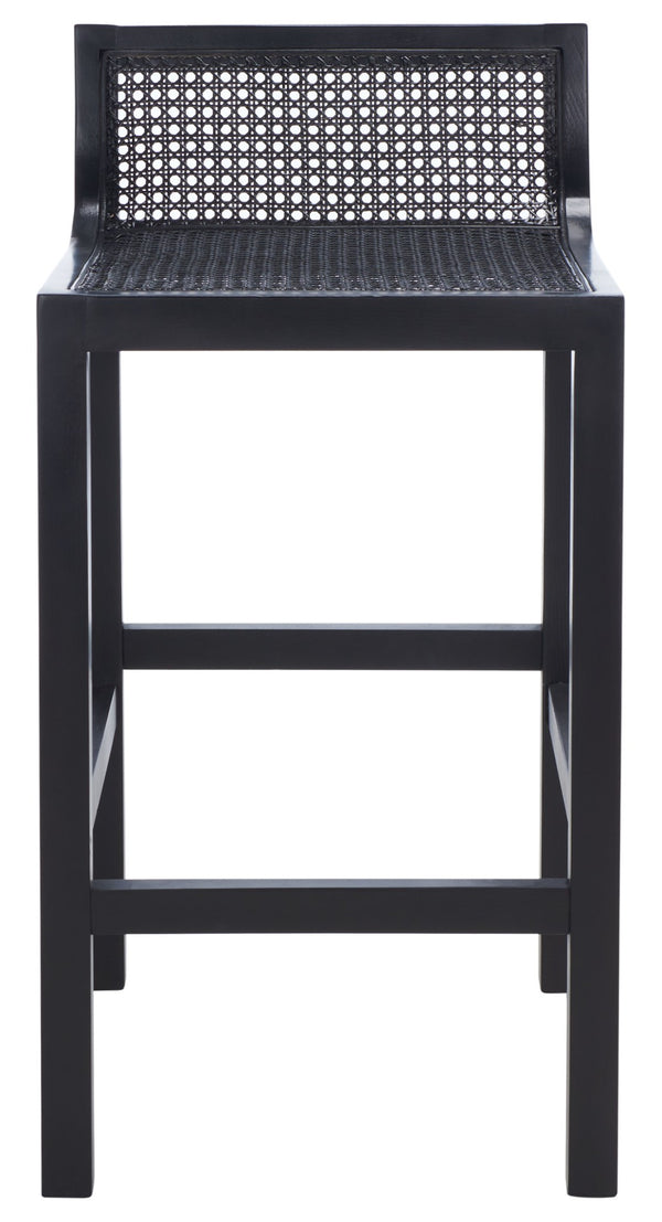 Safavieh Saito Low Back Cane Counter Stool – Stylish Coastal Design With Ergonomic Comfort For Any Space Black BST9500D