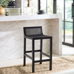 Safavieh Saito Low Back Cane Counter Stool – Stylish Coastal Design With Ergonomic Comfort For Any Space Black BST9500D