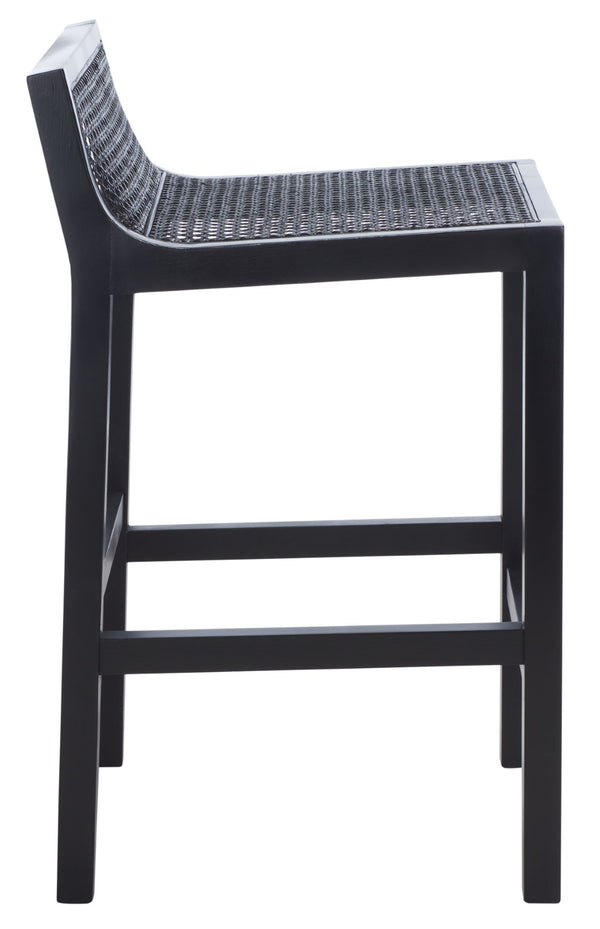 Safavieh Saito Low Back Cane Counter Stool – Stylish Coastal Design With Ergonomic Comfort For Any Space Black BST9500D