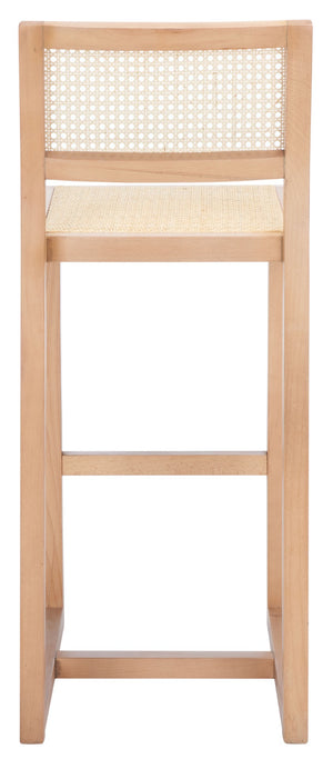 Safavieh Seika Contemporary Rattan Bar Stool – Stylish Cane Seat & Beech Wood Frame For Coastal Elegance Natural/Natural BST9503C